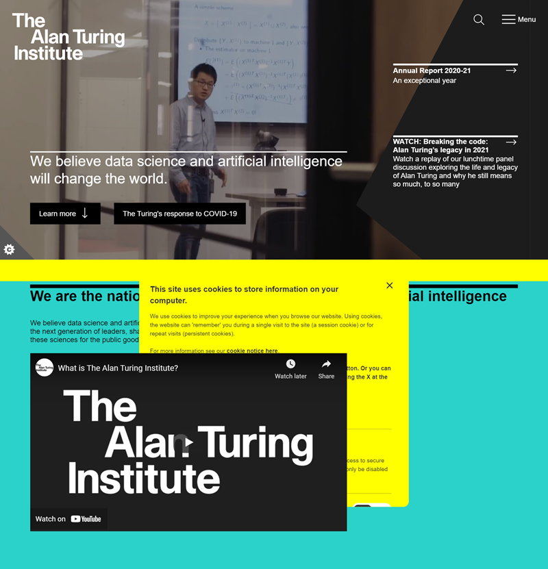 The Alan Turing Institute’s Navigation. -Best home page design examples for website in 2021