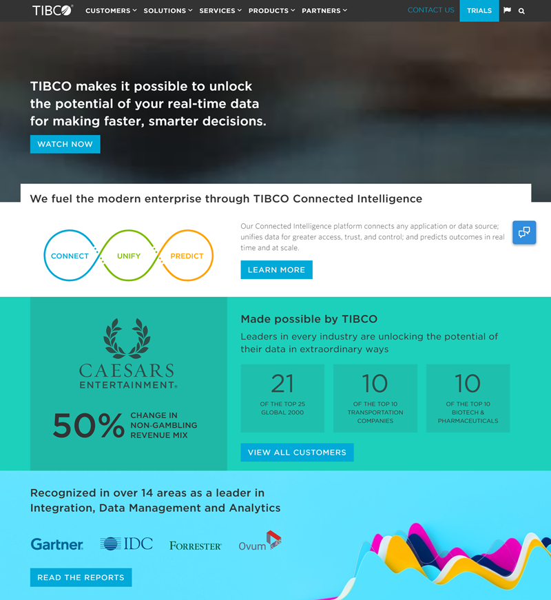 TIBCO - Website Front Pages. - Best home page design examples for website in 2021