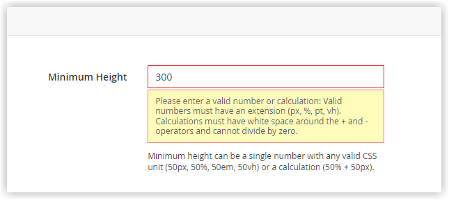 Set the minimum height for the slider