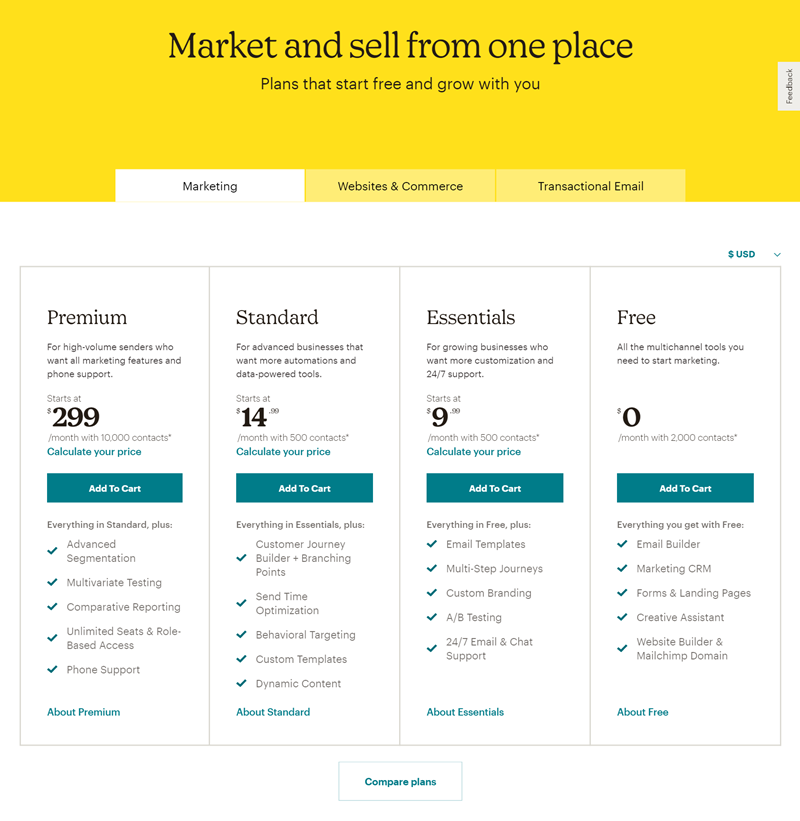 Pricing Table Template Of Mailchimp.