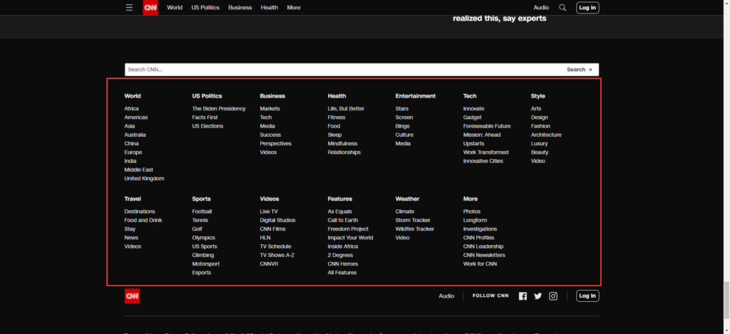 cnn footer navbar