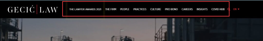 gecic law modern website navigation bar