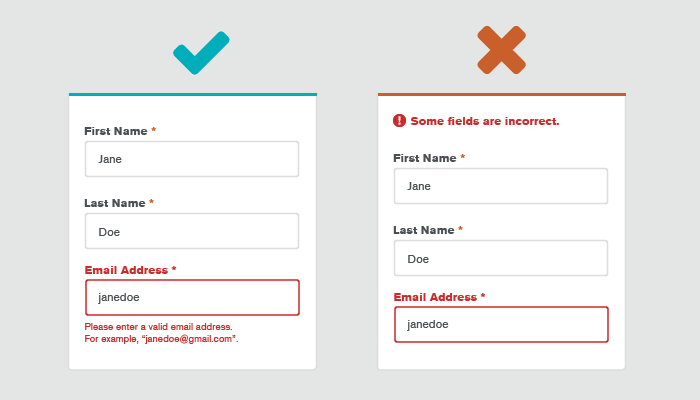 landing page form validation