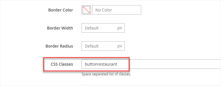 name the css class of the button