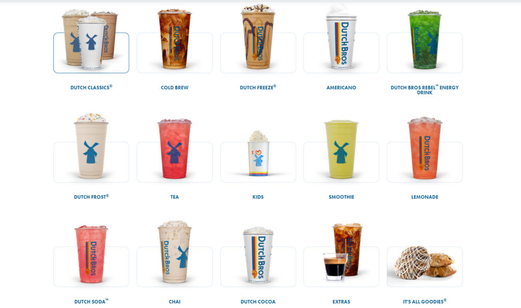 dutch bros menu page