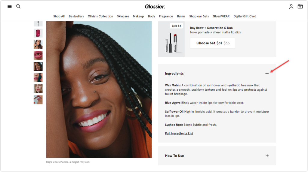 glossier product page