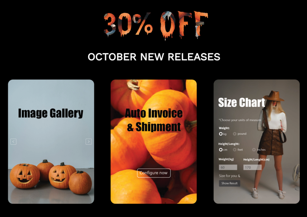 Section 3 of Magento Halloween landing page