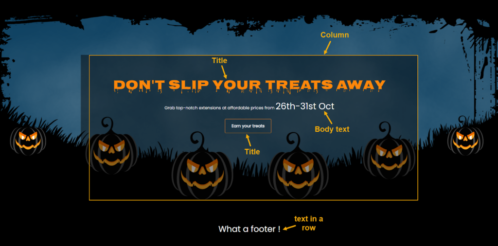 Section 6 of the Halloween landing page in Magento