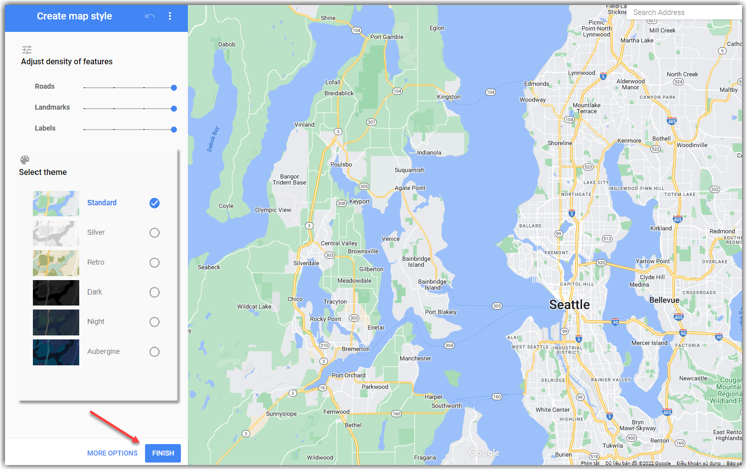 6 predefined themes google map old version 