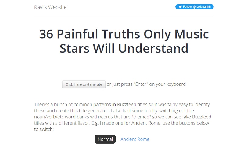 Buzzfeed Title Generator by Ravi Parikh