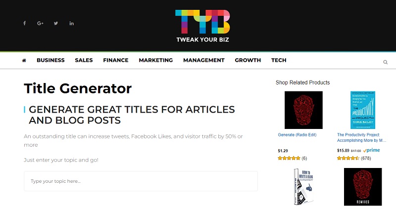 TweakYourBiz Title Generator