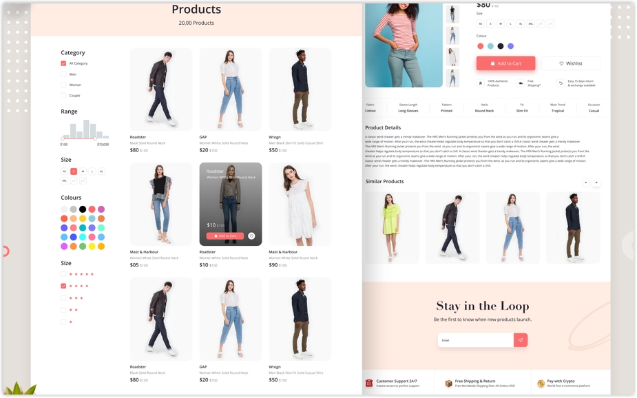 product listing page design