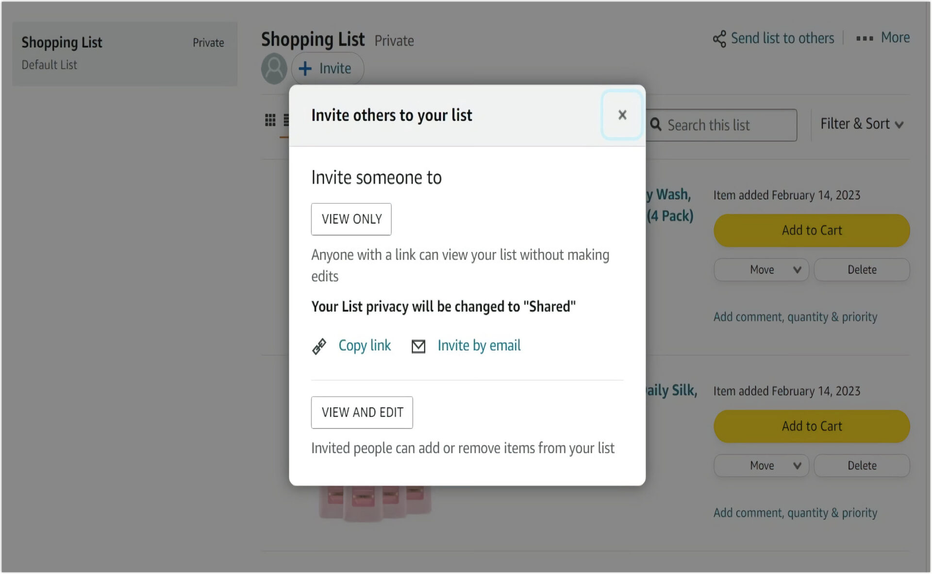 you can invite people to your list on amazon