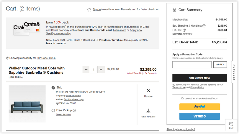 crate checkout page design