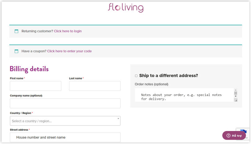 floliving checkout page design