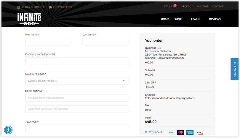 infinite checkout page design