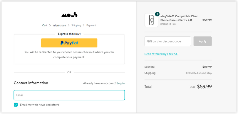 mous checkout page design