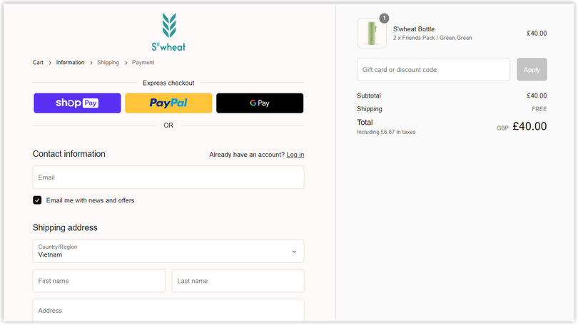 wheat checkout page design