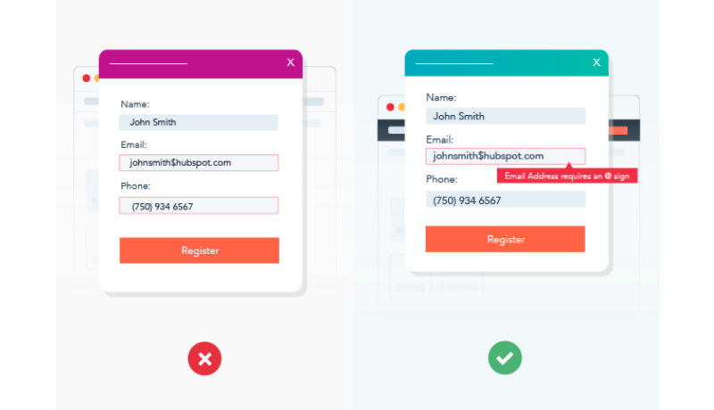 Confirm user progress with inline validation