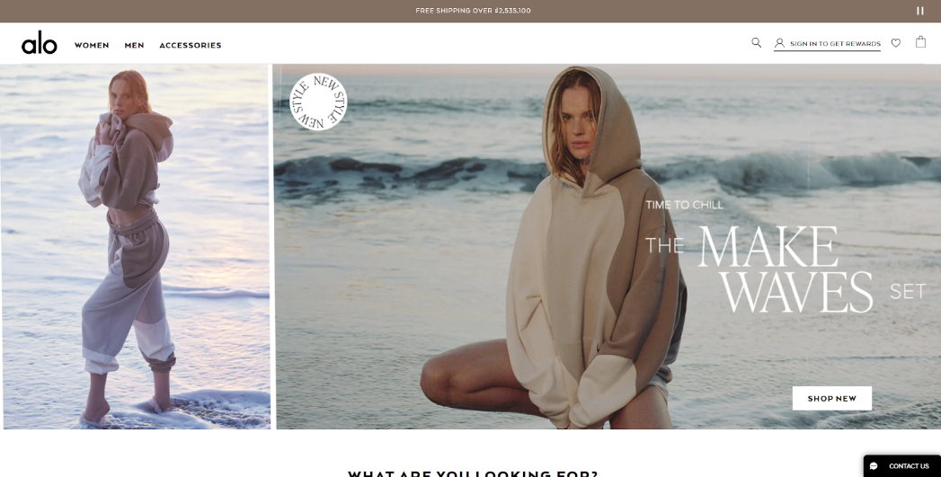 Alo Yoga landing page