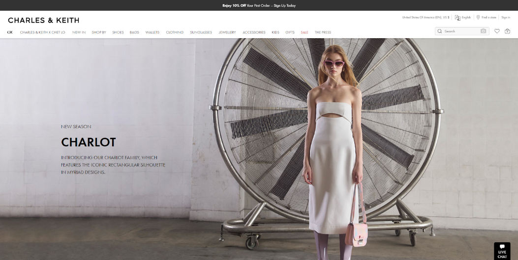 Product landing page - Charles & Keith example