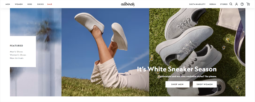 Allbirds landing page