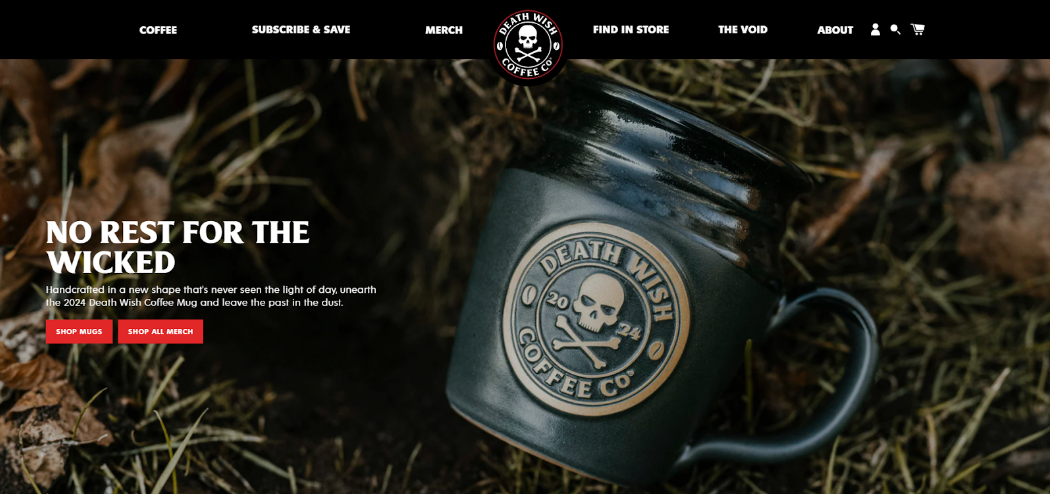 Death Wish Coffee landing page