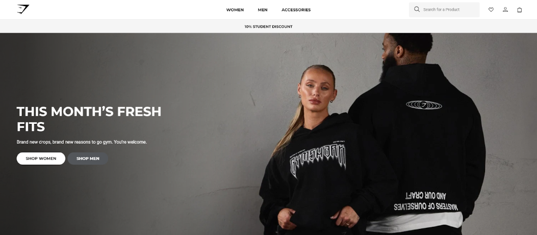 Gymshark landing page