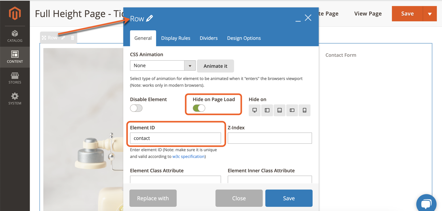 Element ID and hide on page load