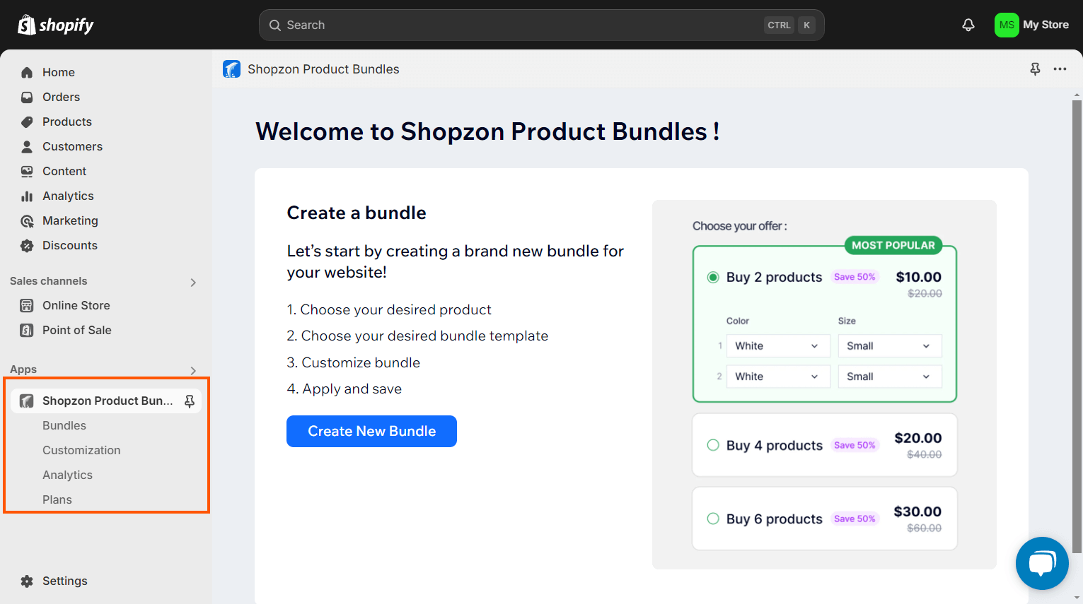 Shopzon Product Bundles app sections