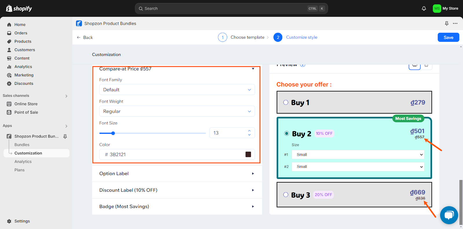 Style compare-at price