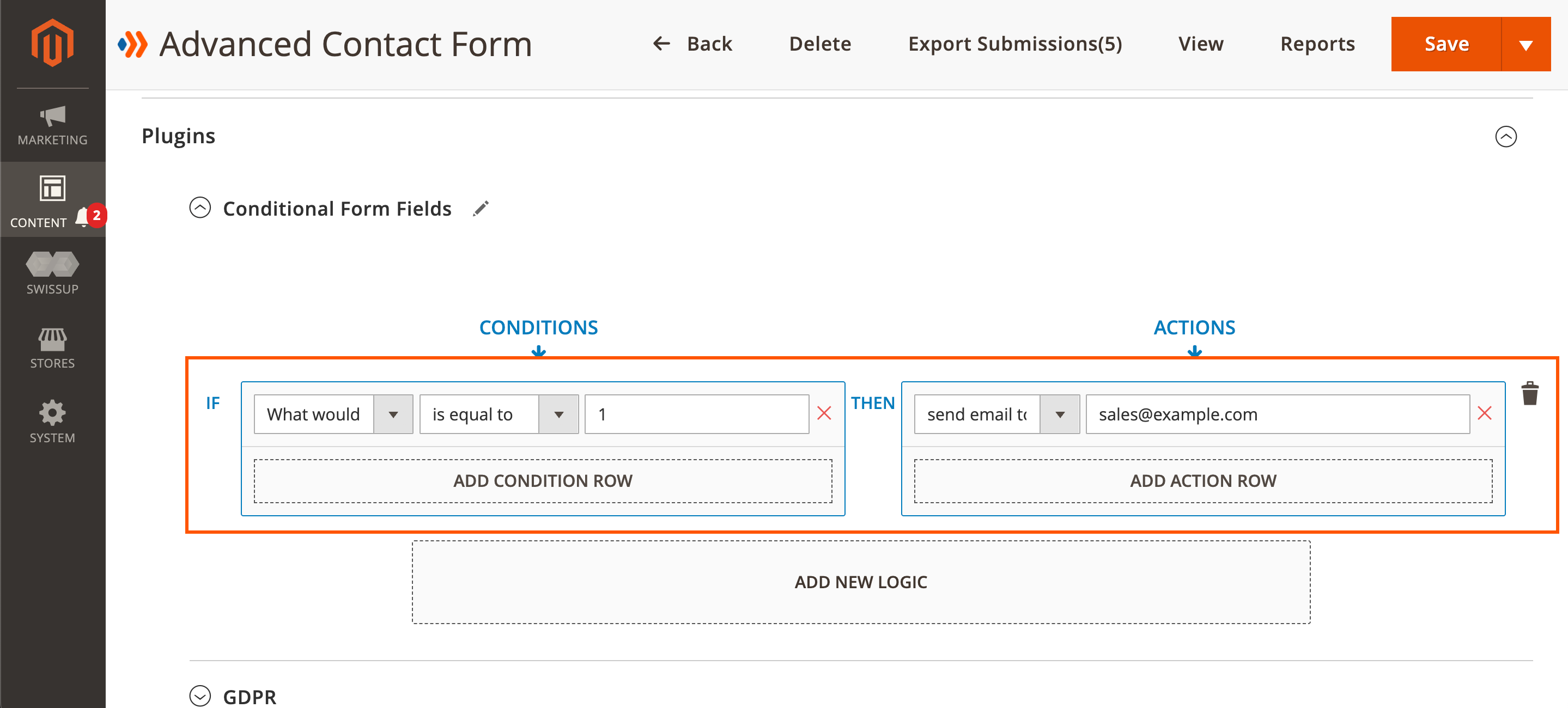 Conditions for multiple choice fields