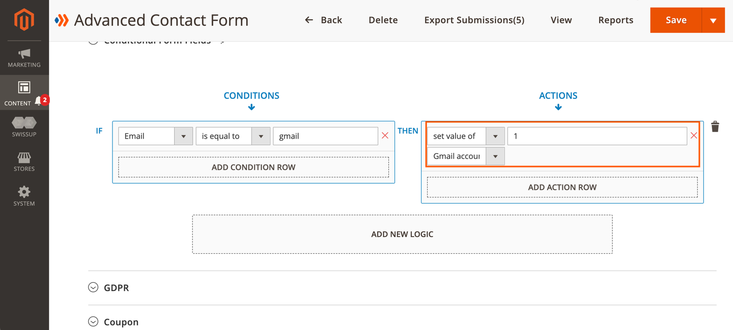 Conditions for single checkbox field