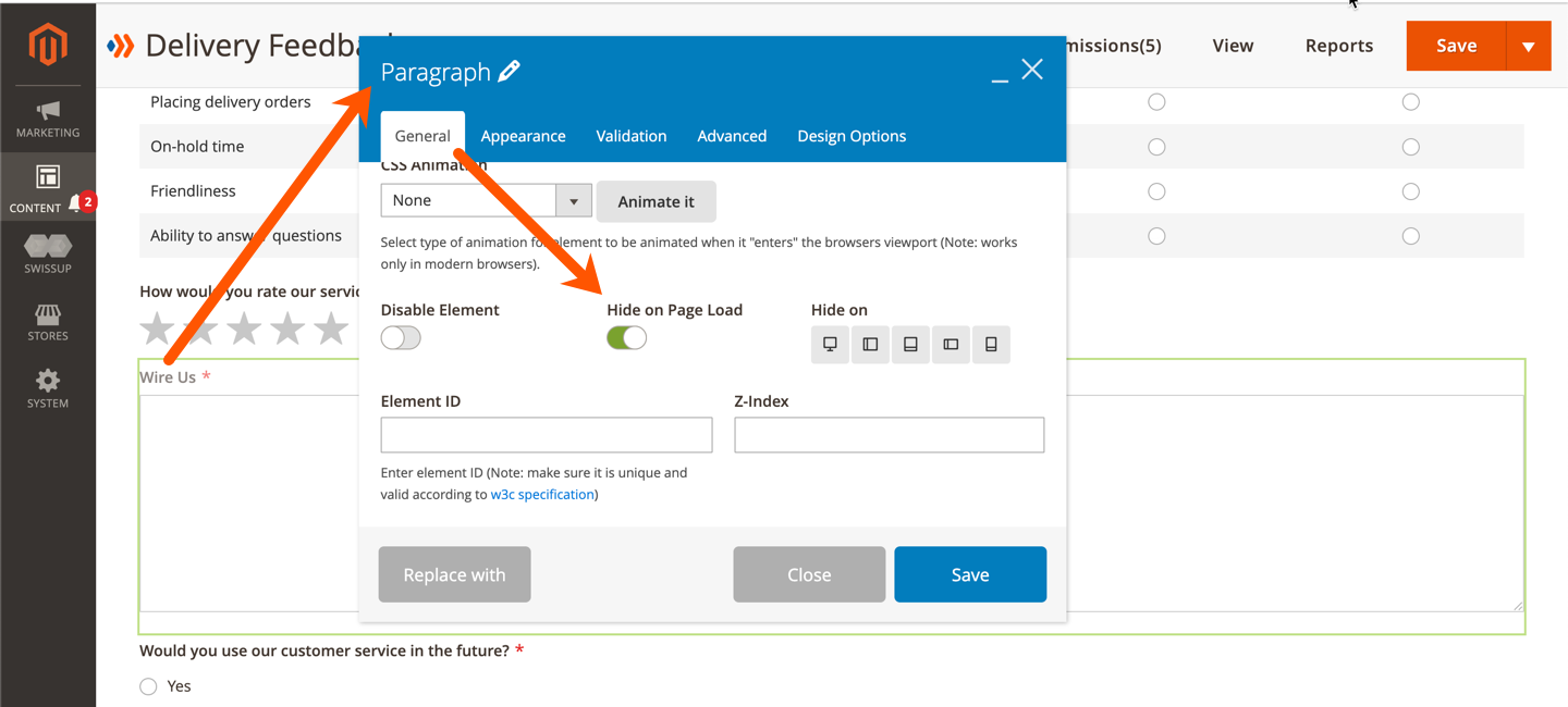 Hide a form field on frontend