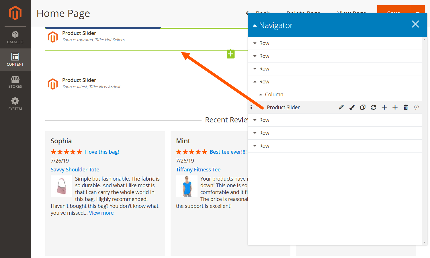 Locate elements in builder