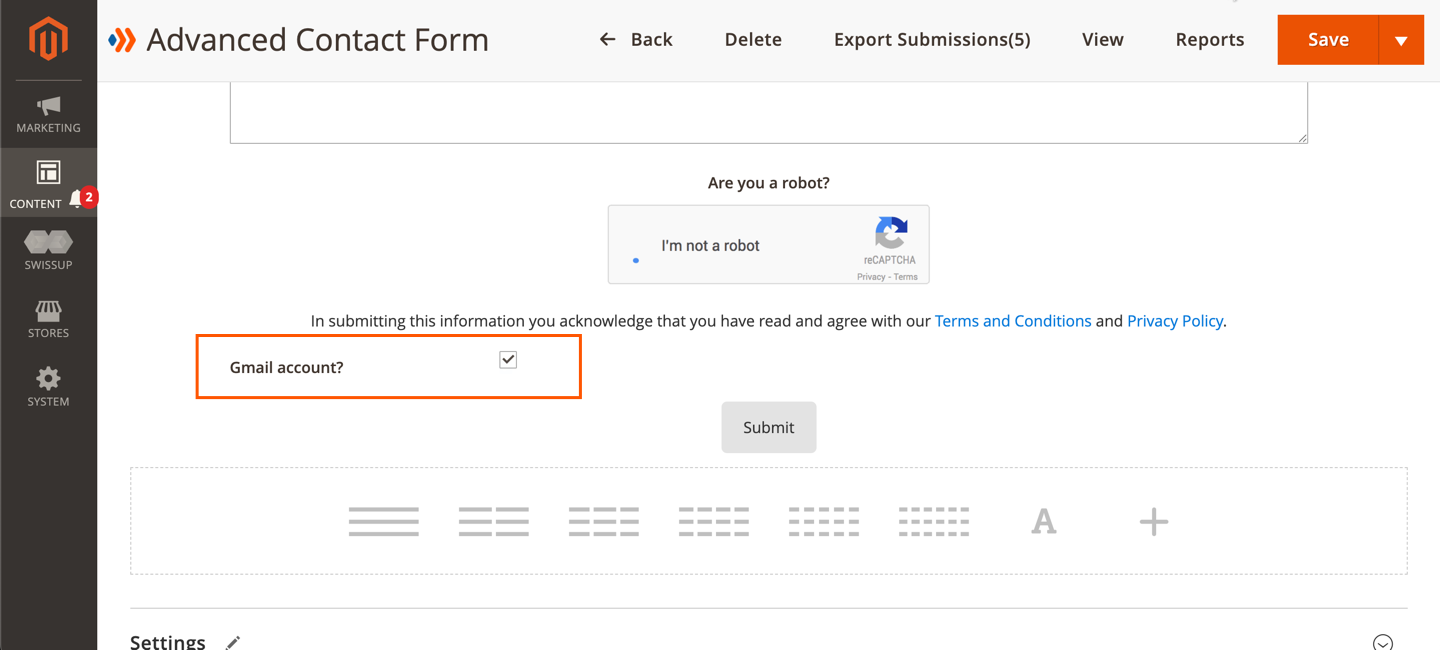 Single checkbox field