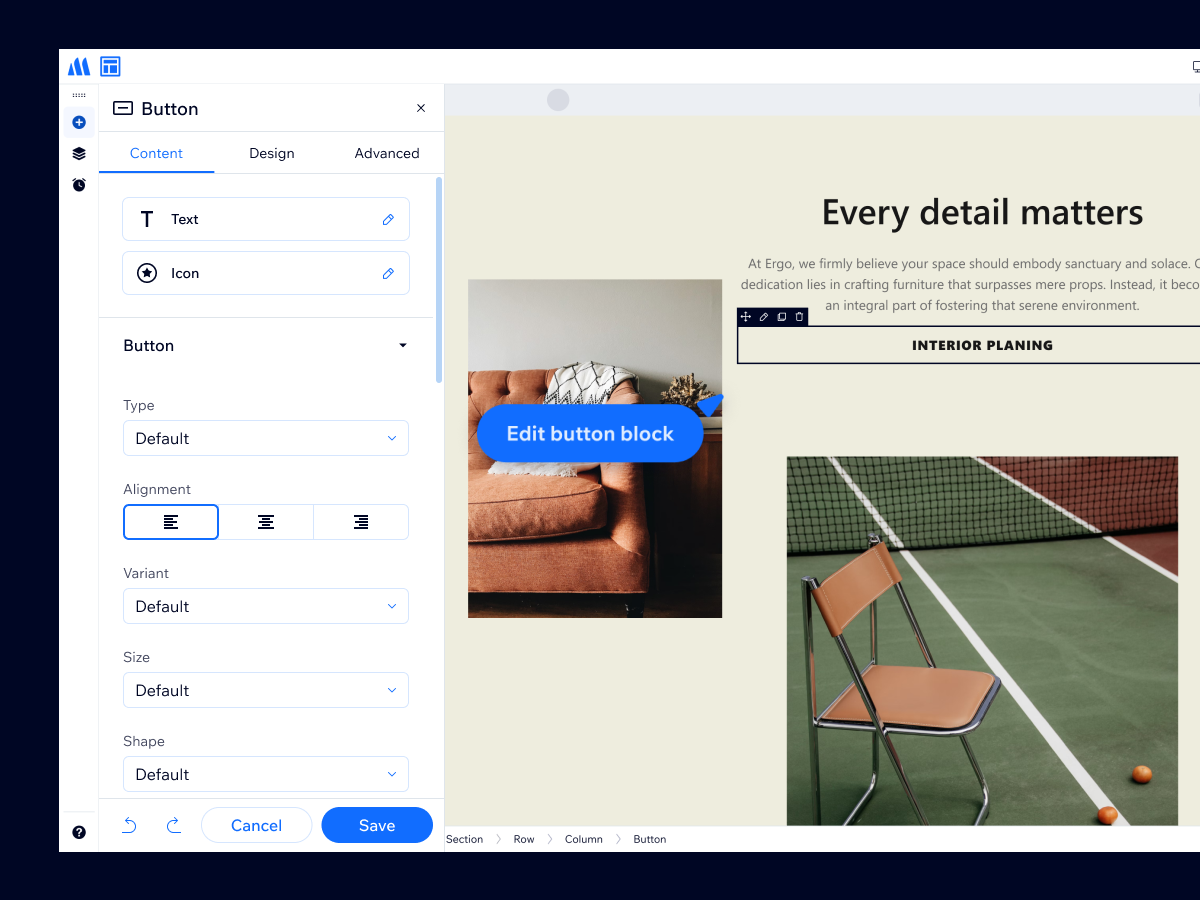 Real time, drag drop editing