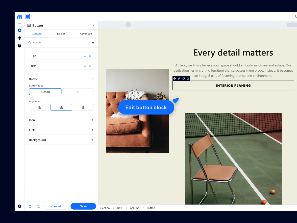 Real time, drag drop editing